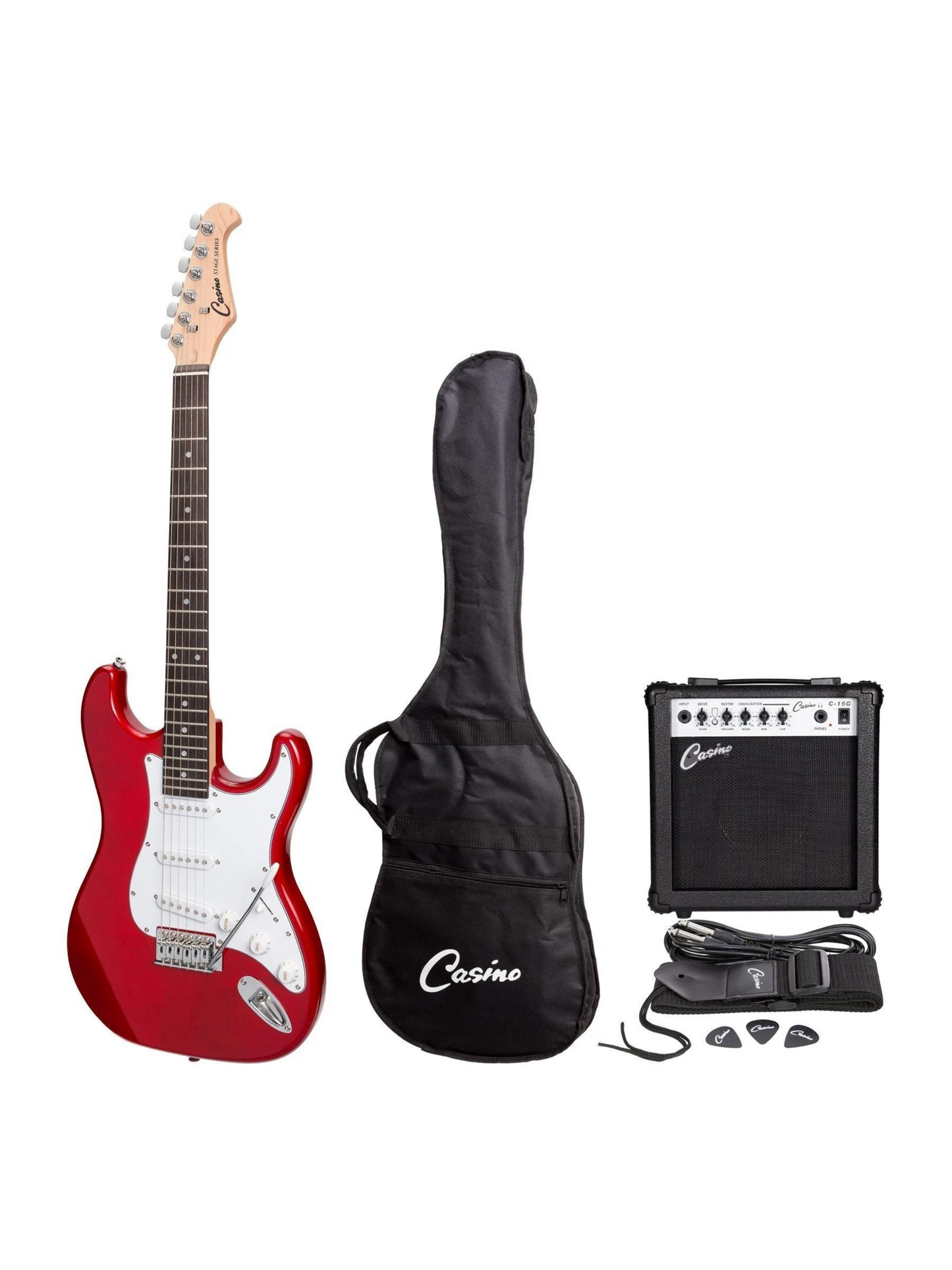 Casino ST-Style Electric Guitar and Amplifier Pack - WINE RED