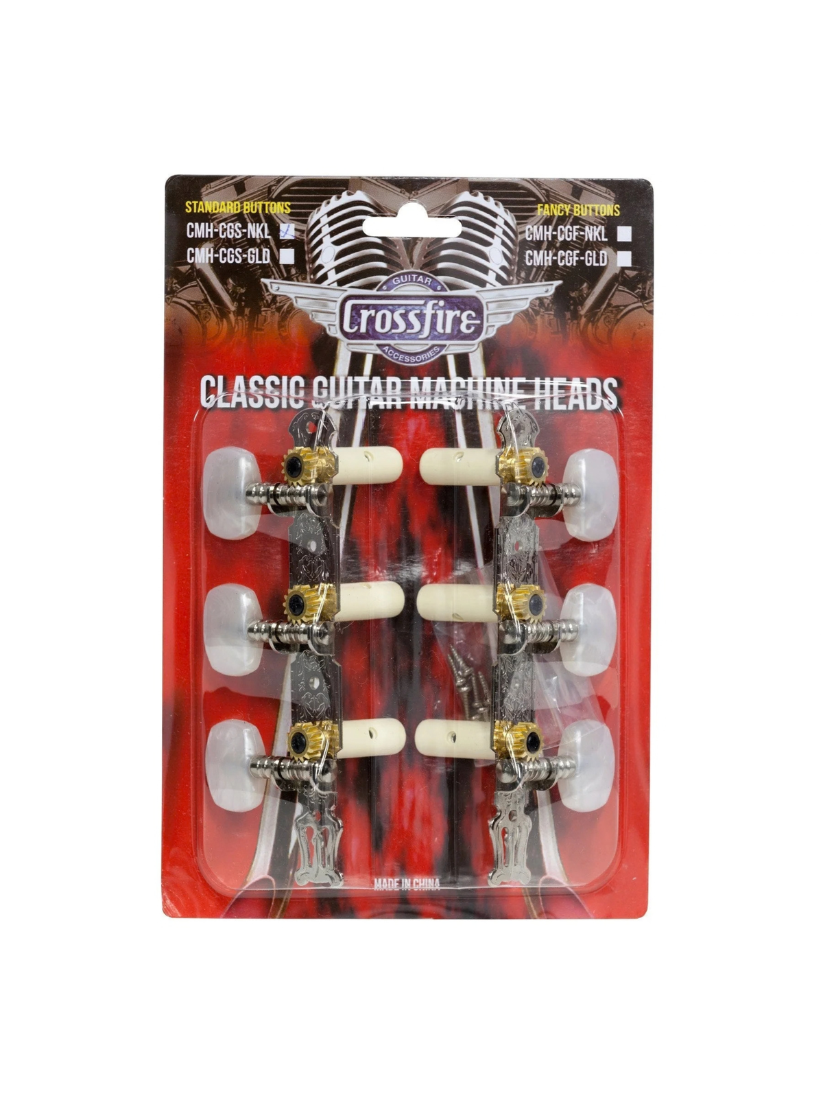 Crossfire Classic Guitar Machine Heads - Nickel Finish
