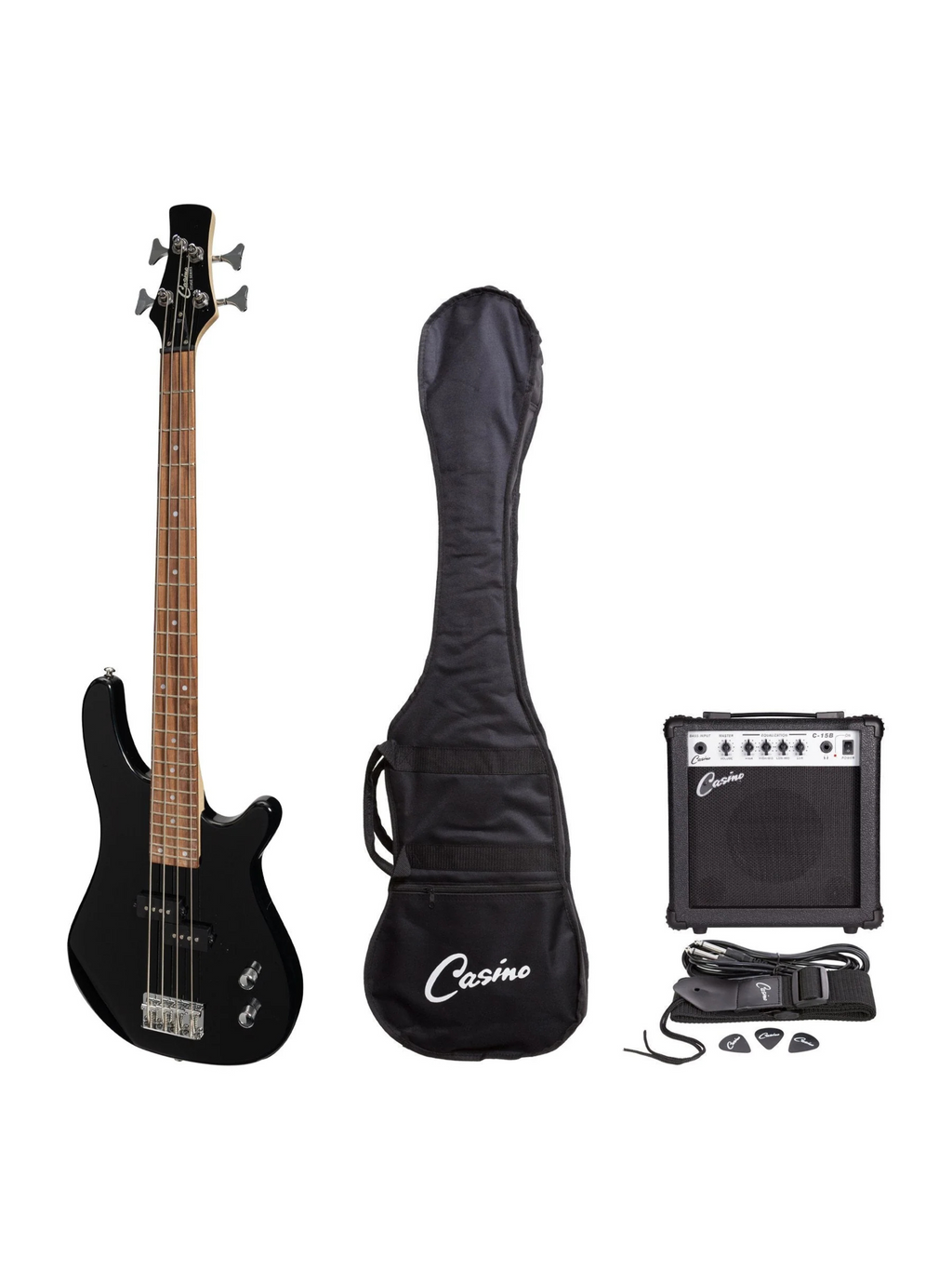 Casino Bass Guitar and Amplifier Pack - BLACK