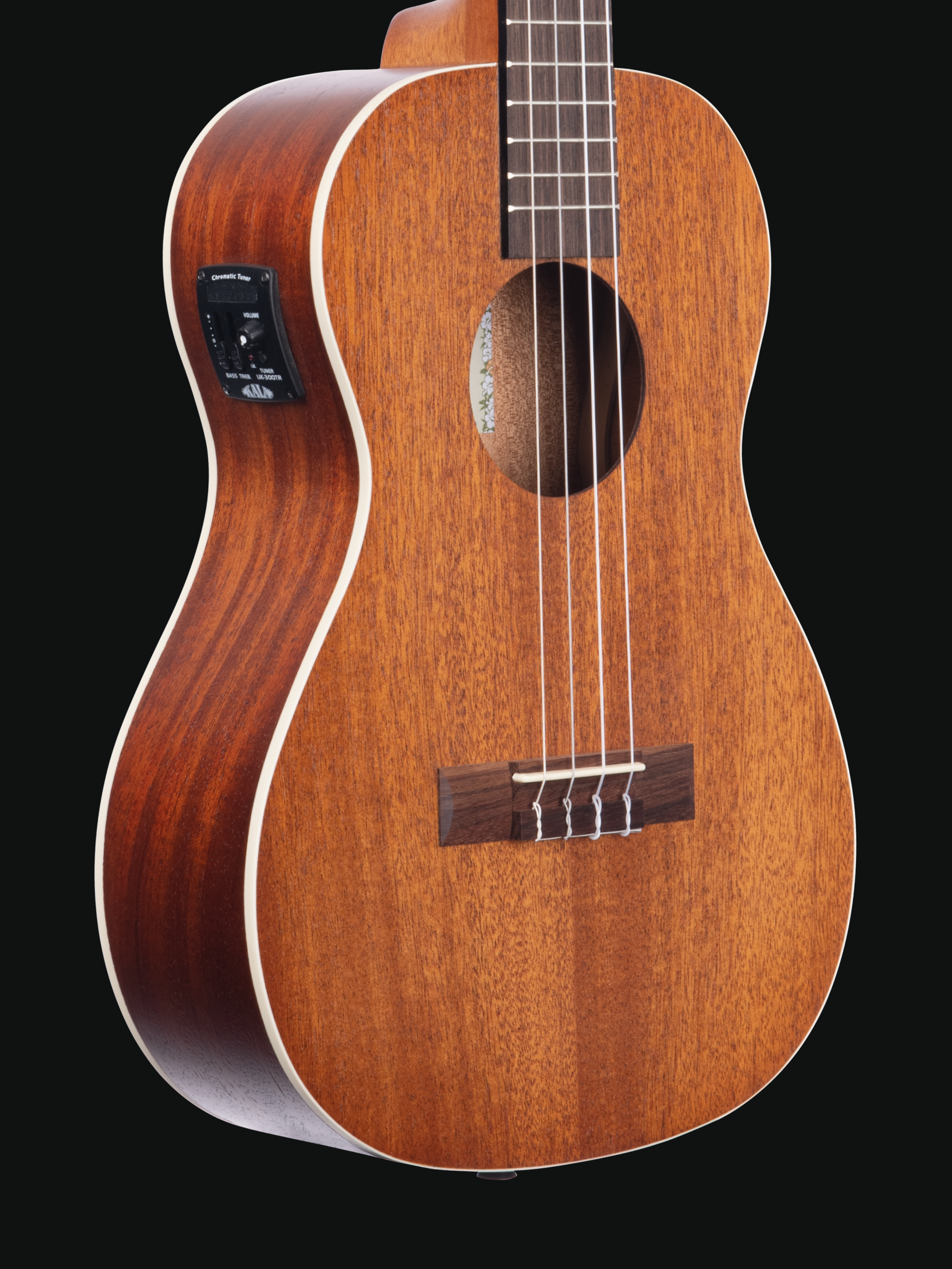 Kala Satin Mahogany Ukulele with Pickup and Kala Gig Bag - BARITONE SIZE
