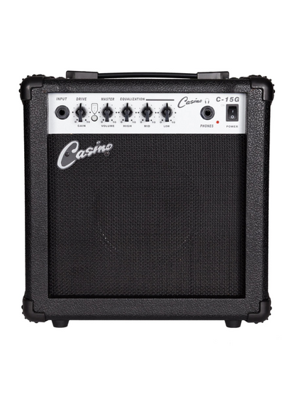 Casino ST-Style Electric Guitar and 15 Watt Amplifier Pack (Wine Red)
