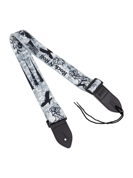 Fretz Cotton Guitar Strap - Rock N Roll Design