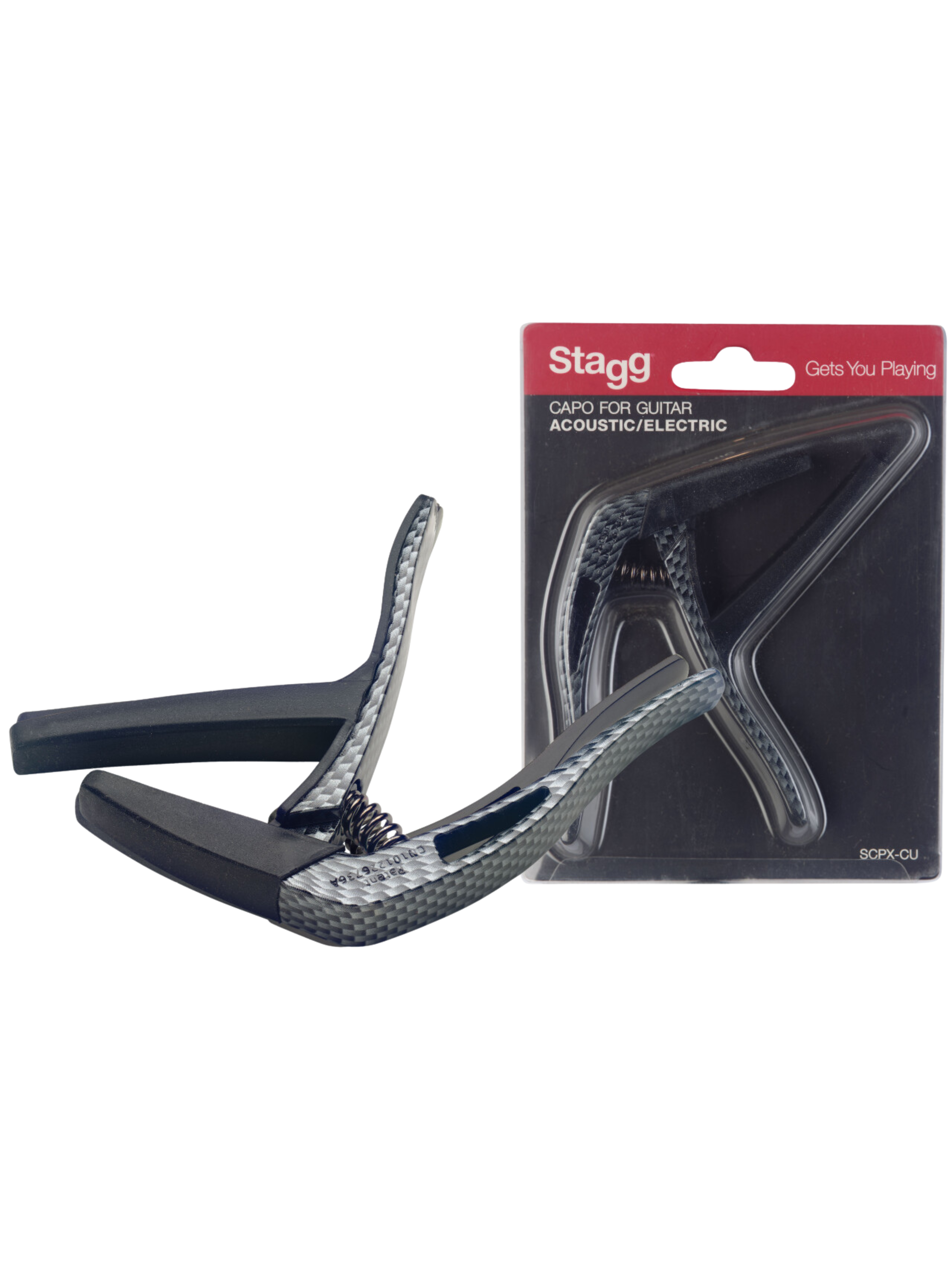 Stagg Capo for Steel String Guitar - Carbon Finish Look